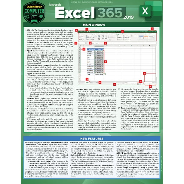 Microsoft Excel 365 19 A Quickstudy Laminated Sotware Reference Guide Book Walmart Com