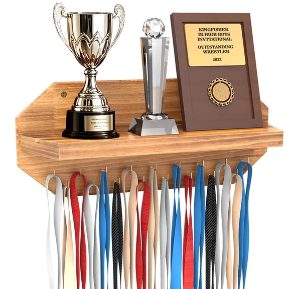 SINGBLA Medal Holder Display weier Rustic Brwon