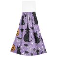 thumbnail image 7 of Yayeee Kitchen Hanging Hand Towels Set of 2 with Loop Bathroom Absorbent Tie Towel, Halloween Cats, 7 of 7