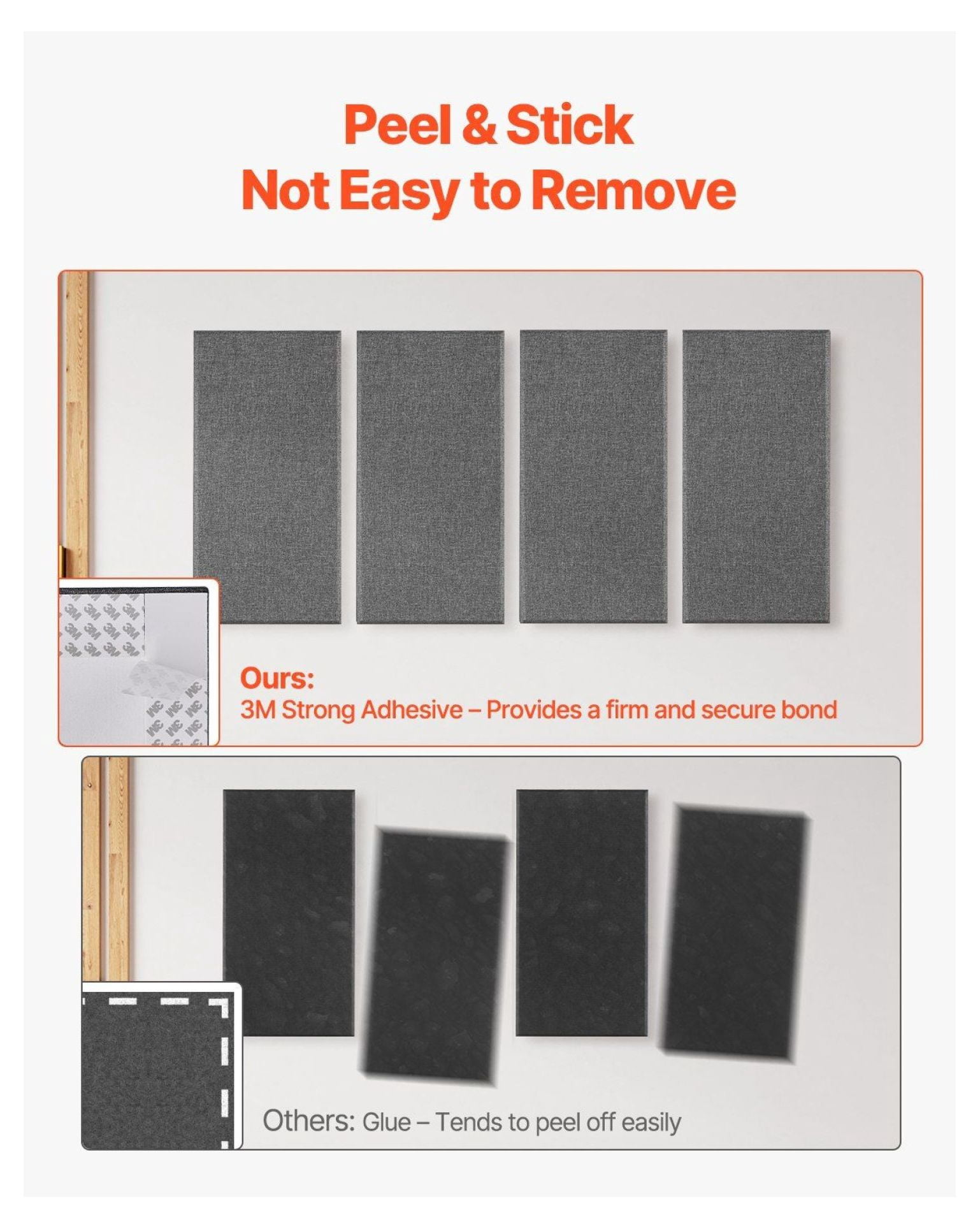 Acoustic Panels 4-Pack, 2 inch Thick Sound Absorbing Panels, Self-Adhesive Soundproof Wall Boards for Studio, Office, Home Theater - Gray