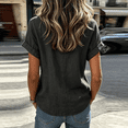 thumbnail image 5 of Linen-Blend Surplice Wrap Top for Women, Short Sleeve V-Neck Tie-Front Blouse with Rolled Cuffs - Lightweight Summer Casual Tunic Shirt Black L, 5 of 5