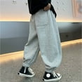 thumbnail image 4 of CAICJ98 Boys Sweat Pants Elastic Waist Athletic Baggy Pants Straight Leg Casual Wide Leg Pants with Pockets Joggers for Boys (Grey,7-8 Years), 4 of 4