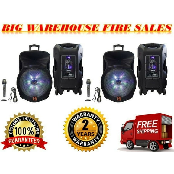 2 Mr. Dj USA DJ18BAT 18" 5000W Max Power Speaker with Built-In Bluetooth & Battery