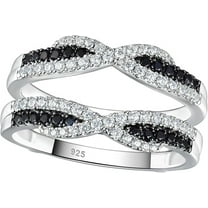 beryl_creation 2.50 Ct Round Cut Black Diamond Wedding Engagement Enhancer Guard Wrap Ring 925 Sterling Silver 14K White Gold Plated For Women's -6