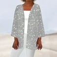 thumbnail image 2 of Cmfcve Women Open Front Lightweight Cardigans 3/4 Sleeve Summer Cover Ups Casual Loose Fit Layering Kimono Cardigan, 2 of 5