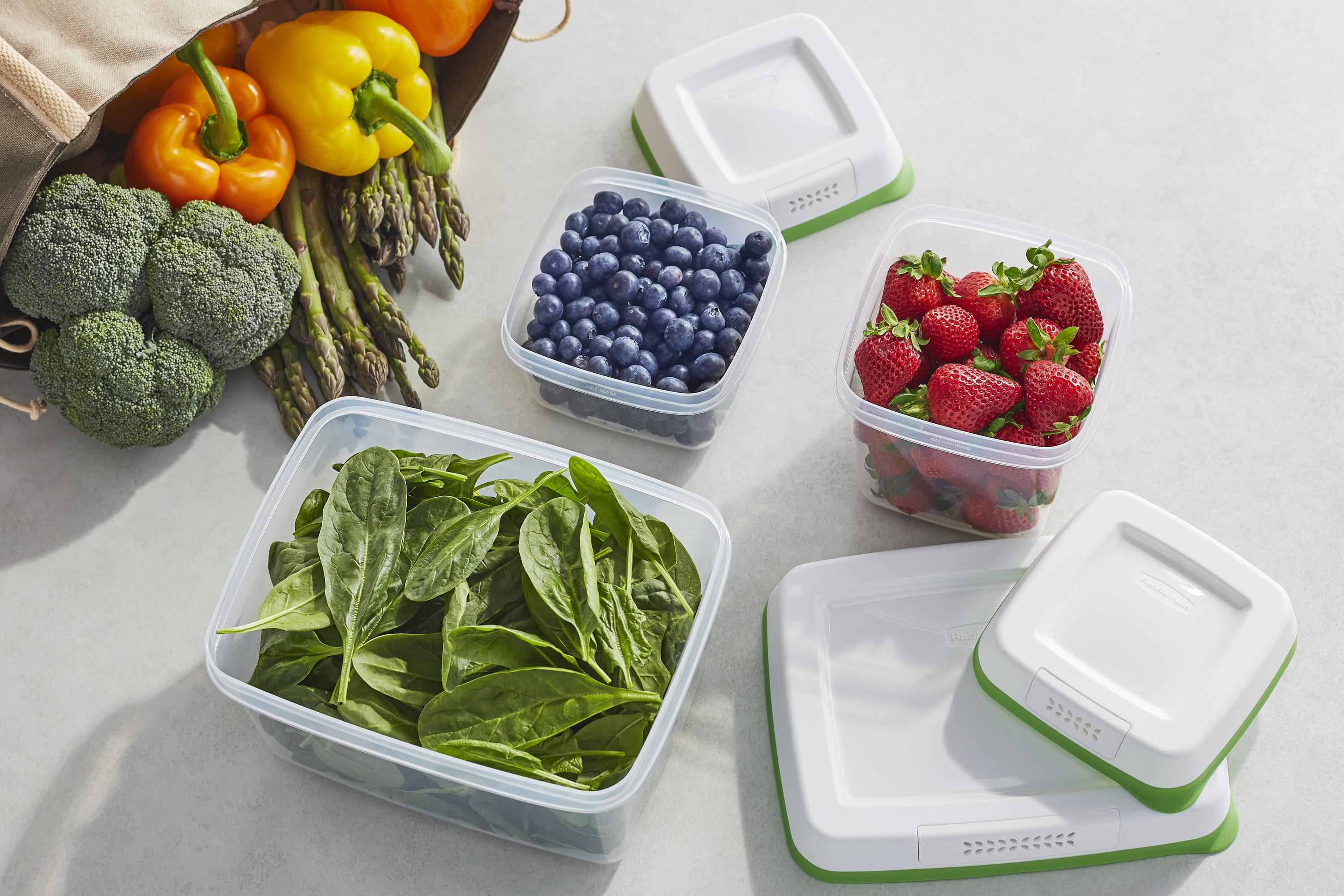Rubbermaid FreshWorks Produce Saver, Medium and Large Produce Plastic Storage  Containers, 6-Piece Set 