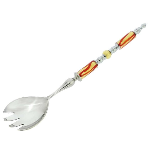GlassOfVenice Italian Murano Glass Salad Fork - Red Gold Waves