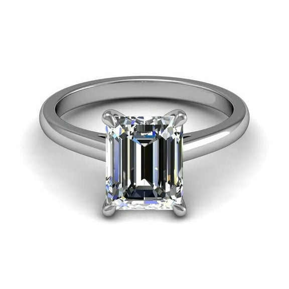 HeartsAndYou 1.5ct Emerald Cut Moissanite Engagement Ring for Women Solitaire 18k White Gold Over Silver