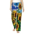 thumbnail image 2 of Lsque Landscape With Sunflowers Print Women's Pajama Pants, Lounge Pant - Comfortable Home Wear,Elastic Waistband, Stylish Design-Small, 2 of 9