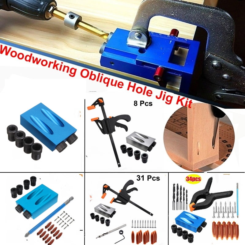 15° Drilling Angle Pocket Hole Screw Jig Dowel Drill Joinery Kit