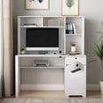 thumbnail image 2 of Newboti Computer Desk with Hutch & Bookshelf,Wood Executive Desk Teens Student Desk Writing Laptop Home Office Desk with Drawers,3 AC Outlets and 2 USB Charging Ports,Study Laptop Table for Home 36003, 2 of 14