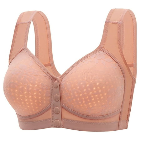 Baodmurt Wireless Bras for Women Lounge & Sleep Underwire Front Closure Lingerie  Underwear  Pink 36BC