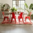 thumbnail image 7 of Set of 4 High Gloss Red Industrial Metal Dining Chairs | 18" Seat Height Stackable for Indoor/Outdoor Use | Durable, Lightweight & Easy-Clean Surface | Modern Kitchen & Bar Stools | Easy Assembly, 7 of 7