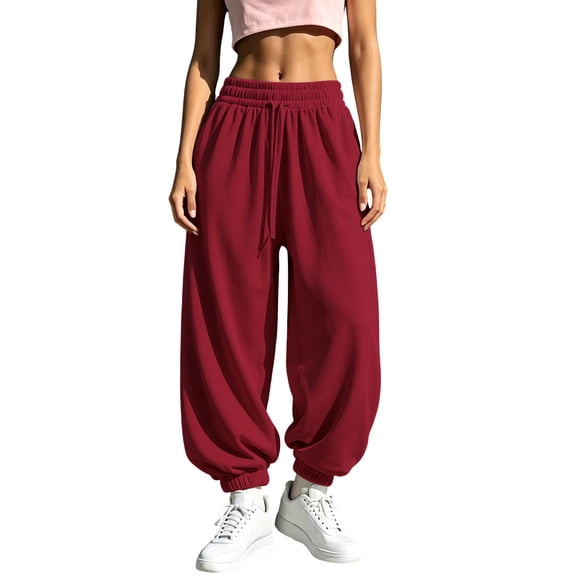 Ozmmyan Womens Sweatpants Baggy Jogger Pants Elastic Waist Loose Fit Winter Lounge Trousers with Pockets