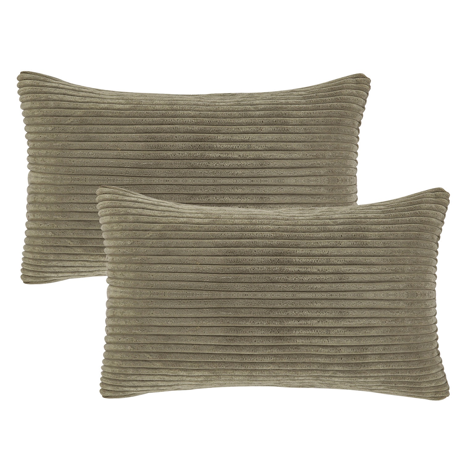 Phantoscope Pillow Covers Set of 2, 12x20 inch, Corduroy Velvet, Light Brown, Decorative Couch Cushion Covers