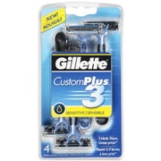 Gillette Custom Plus 3 Disposable Sensitive Razors 4 ct (Pack of 2)