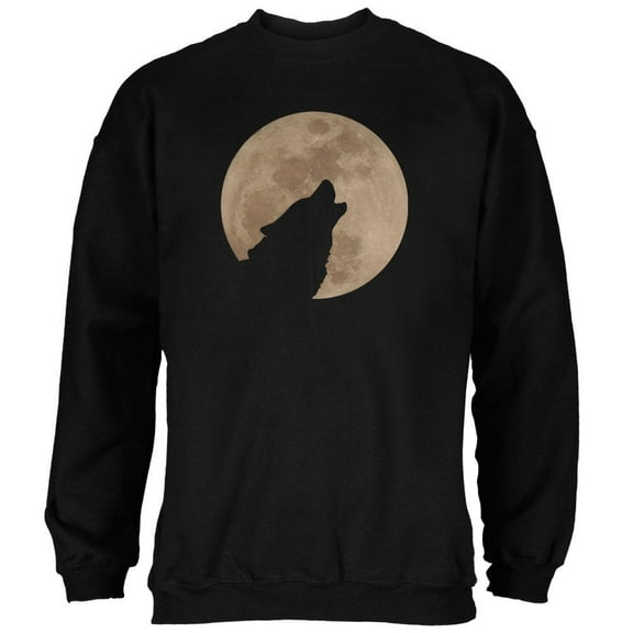 Wolf Howling Moon Silhouette Mens Sweatshirt Black LG