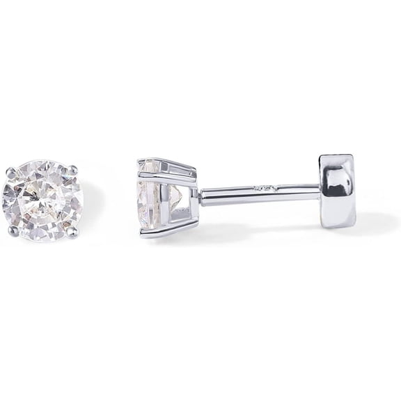 14K Gold Plated Solid 925 Sterling Silver Post Cubic Zirconia Stud Flat Back Earrings for Women | Cartilage Earring | Helix Piercing Jewelry | Small Stud Earrings for Women