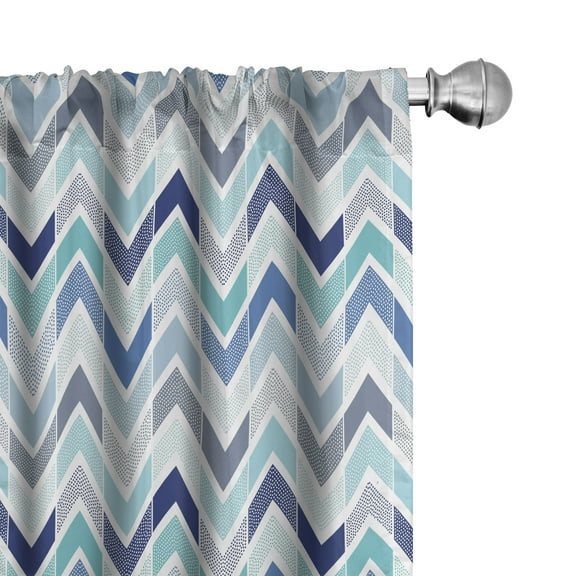Ambesonne Modern Curtains, Seamless Doodle Style, Pair of 28"x84", Blue and White