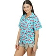 thumbnail image 4 of Stylore Womens Hawaiian Shirt Short Sleeve Blouse Funky Cherry Turquoise XXL, 4 of 7