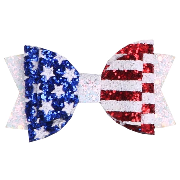 Wxirdiow Girls Hair Bows 4th of July Girls Bow Hairpins Patriotic American Flag Stars and Stripes Barrette Hair Clips for Independence Day Memorial Day White Size,3-12 Years