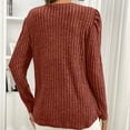 thumbnail image 6 of HAiming Womens Pullover Tunic Tops Casual Long Puff Sleeve Crewneck Lightweight Solid Color Loose Ribbed Clothes, 6 of 7