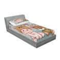 thumbnail image 2 of Ambesonne Colorful Fitted Sheet & Pillow Sham Set, Teddy Bear Butterflies, Twinxl, Multicolor, 2 of 2