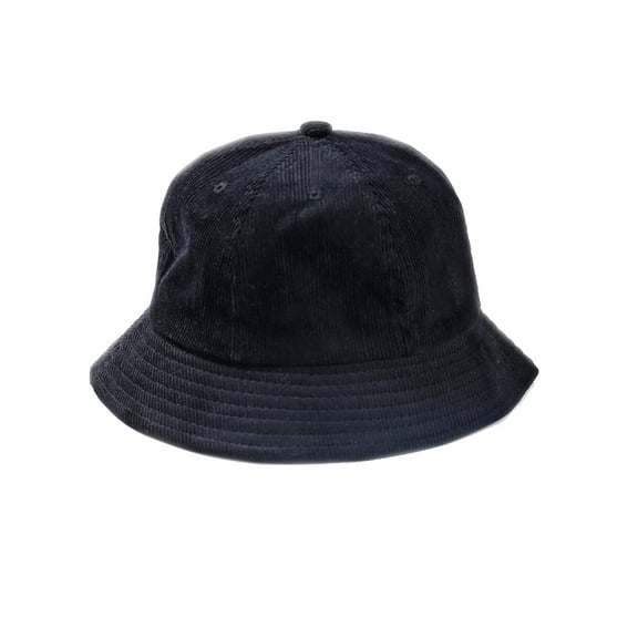 LOLIPPYY UV Protection Bucket Hats for Students in Black Corduroy 1Pcs