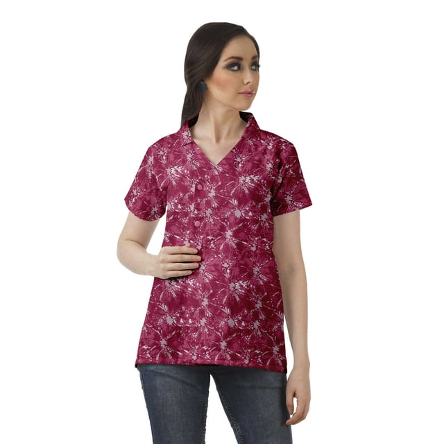Moomaya Womens Wrap Style Shirt Tunic Cotton Casual Button Down Classic Collar Top