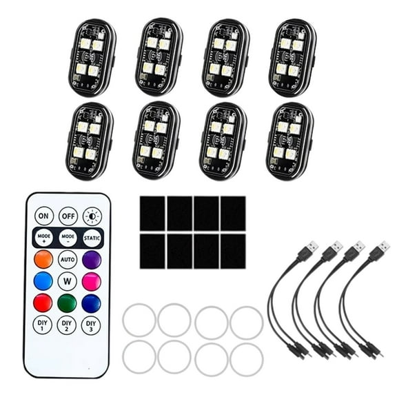 Wireless RGB LED Lights With Remote Control 10 Dynamic Modes Rechargeable Emergency Warning Light For Motorcycle And Applications