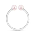 thumbnail image 2 of ANGARA Two Stone Japanese Akoya Cultured Pearl Open Stackable Ring in 14K White Gold for Women | June Birthstone, Birthday, Anniversary, Jewelry Gift for Women | Pearl Ring, 2 of 8
