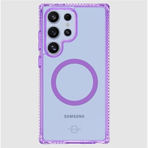 Itskins SGZU-HMACR-LPTR Hybrid-R Clear Magsafe Case for Samsung Galaxy S25 Ultra - Light Purple & Transparent