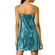 thumbnail image 3 of Vestido de Promoción Mini de Mujer INSPIRE CHIC con Brillo y Lentejuelas, Cuello en V, Tirantes Ajustables, Color Azul Teal, Talla L, 3 of 8