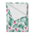 thumbnail image 2 of Watercolor Soft Flannel Fleece Blanket, Tropical Ferns with Flowers Exotic Hawaii Floral Arrangement Blossoming Nature, Cozy Plush for Indoor and Outdoor Use, 50" x 70", Seafoam Pink, by Ambesonne, 2 of 5