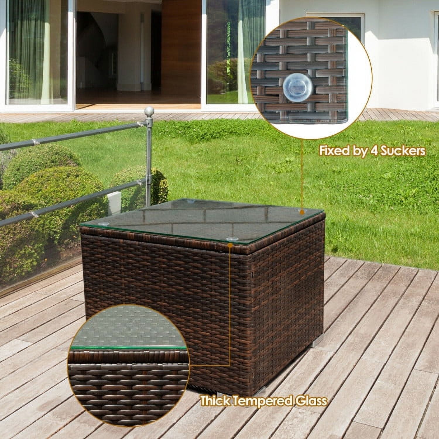 Aimee Lii 3 Pcs Patio Rattan Furniture Bistro Sofa Set with Cushioned, Modern Patio Furniture, Beige