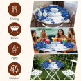 thumbnail image 7 of Navy Blue Christmas Round Tablecloth, Fitted Table Cover with Elastic for 36"-44" Round Tables, Snowman Xmas Snowflake Ball Winter Table Cloth Outdoor Indoor Dinning Party Waterproof Tablecloths, 7 of 7