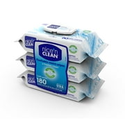 Nice N Clean Plant-Based Flushable Wet Wipes, 3 Flip-Top Packs (180 Total Wipes)