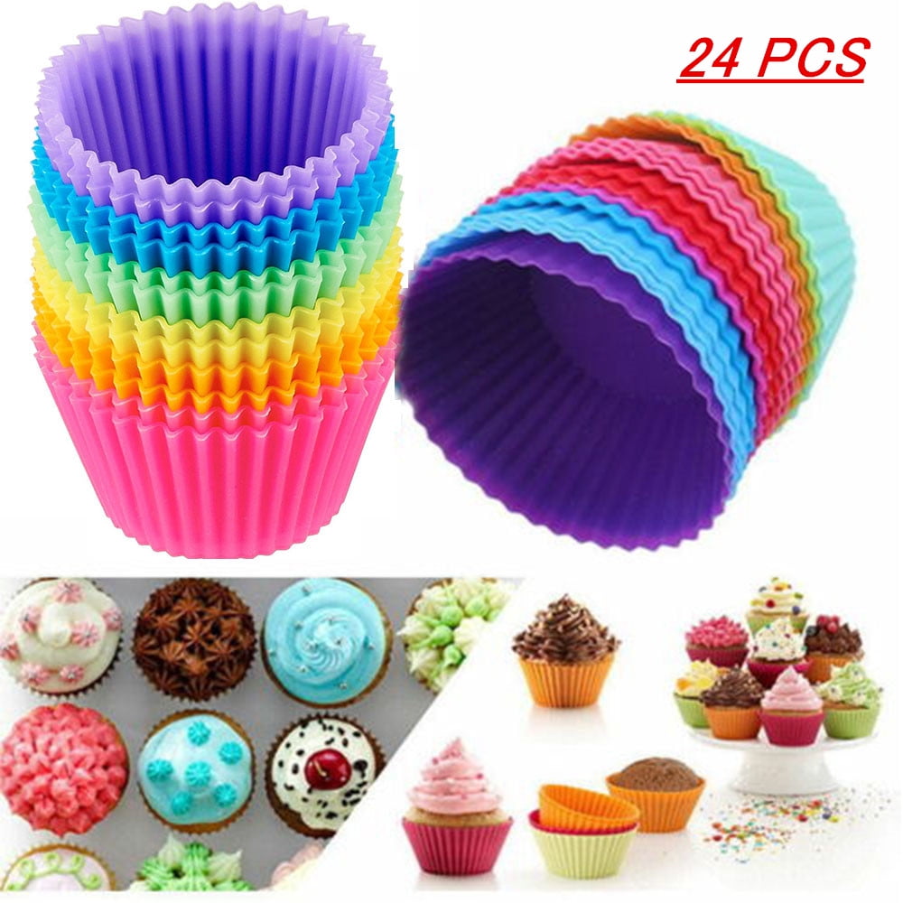 24Pcs/Set Silicone Cupcake Liner Holders Bake Muffin Dessert Baking