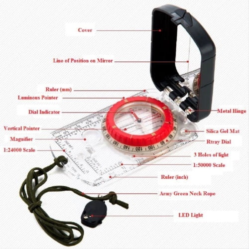 Hunting Outdoor Camping Survival Hiking Lens Compass Outdoor Survival Tool