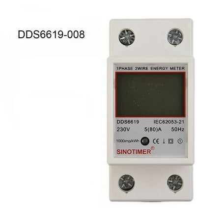 

DDS6619 5-80A 230V LCD Digital Single Phase Energy Watt KWh Meter DIN Rail Mount