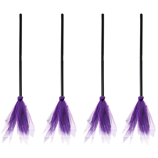 Xihbxyly Escoba de Bruja, Accesorio para Disfraz de Halloween, Diseño de Hilo de Red de Plástico, Accesorio Divertido para Fiestas, Decoración Creativa para Halloween, Ideal para El Día de Halloween,
