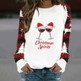 thumbnail image 2 of Besolor Women's Christmas Sweatshirt 2050 Casual Round Neck Plaid Printed Long Sleeve Pullover Tops Blouse, 2 of 4