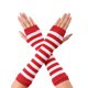 thumbnail image 1 of Guantes sin dedos para mujer INSPIRE CHIC, calentadores de brazo de punto hasta el codo, rayas anchas rojas y blancas, 1 of 6