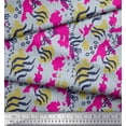 thumbnail image 3 of Soimoi Pink polyester Crepe Fabric Leopard & Wild Animal Skin Print Sewing Fabric BTY 42 Inch Wide, 3 of 3