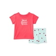 thumbnail image 3 of Wonder Nation Baby Girls Graphic Tee and Shorts Outfit Set, 6-Piece, Sizes 0M-24M, 3 of 7