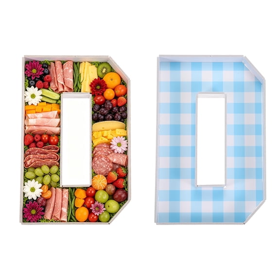 Uxcell Cardboard Letter Charcuterie Board, Reusable Charcuterie Serving Tray with Double-sided Tape for Gender Reveal Birthday Anniversary Wedding Party Decorations, (Letter D, Blue)