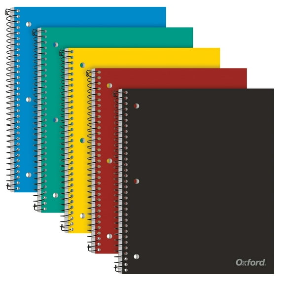 Cuaderno en espiral Notebook Oxford de 1 tema, 100 hojas, paquete de 5