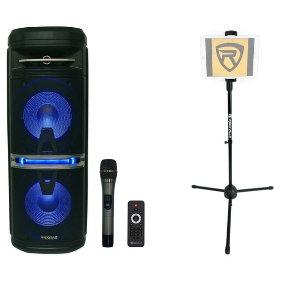 Rockville Go Party X10 Dual 10" Karaoke Machine System Wireless Mic Tablet Stand