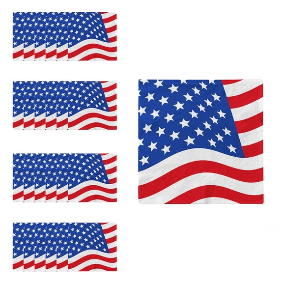 JWZZYD 24 Pack Patriotic American Flag Star Paper Napkins, 6.7" Disposable Party Napkins, 4th of July Independence Day Memorial Day Veterans Day Home Kitchen Holiday Tableware Decor Supplies