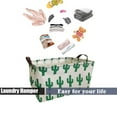 thumbnail image 4 of 15" Waterproof Foldable Laundry Hamper - Rectangular Cotton Linen Laundry Basket with Handles, Dirty Clothes Basket, Canvas Organizer Basket /Toy Bins for Family, School, Car (Green Cactus), 4 of 6